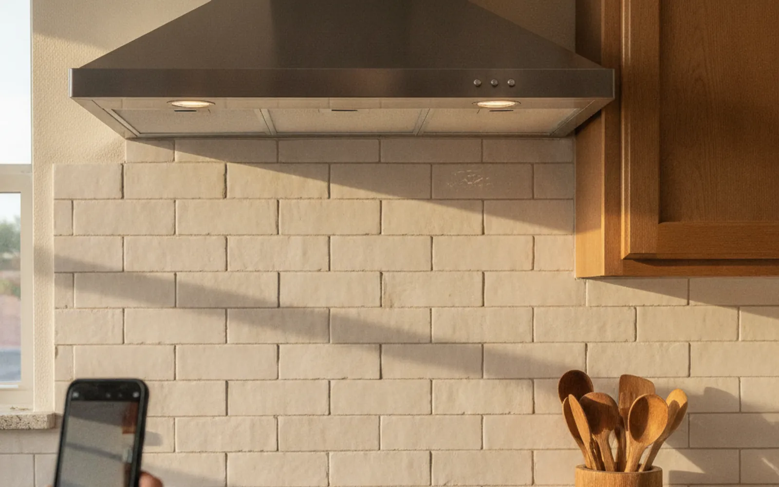 Kitchen backsplash tile installation in El Paso by Desert Oak Kitchen Co.