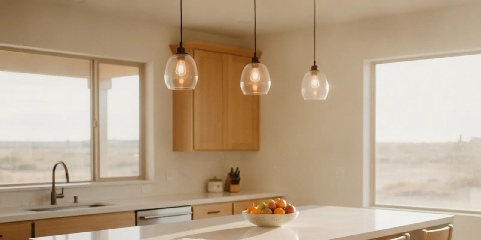 Custom kitchen island with seating in an El Paso kitchen by Desert Oak Kitchen Co.